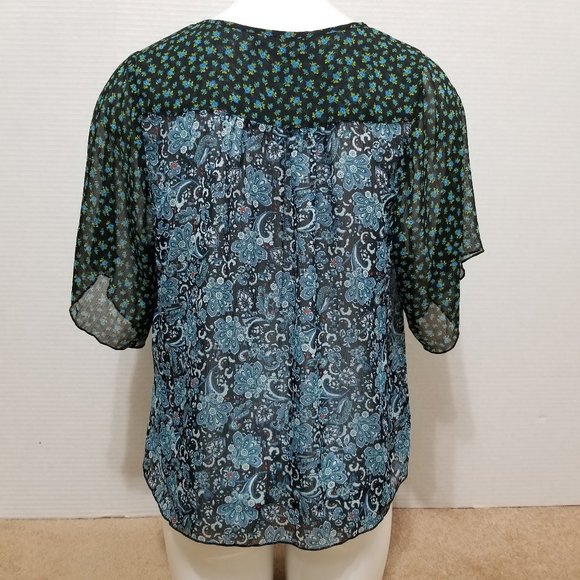 Mason & Mackenzie top XS geometric floral paisley mandala semi sheer boho hippie - Picture 3 of 11